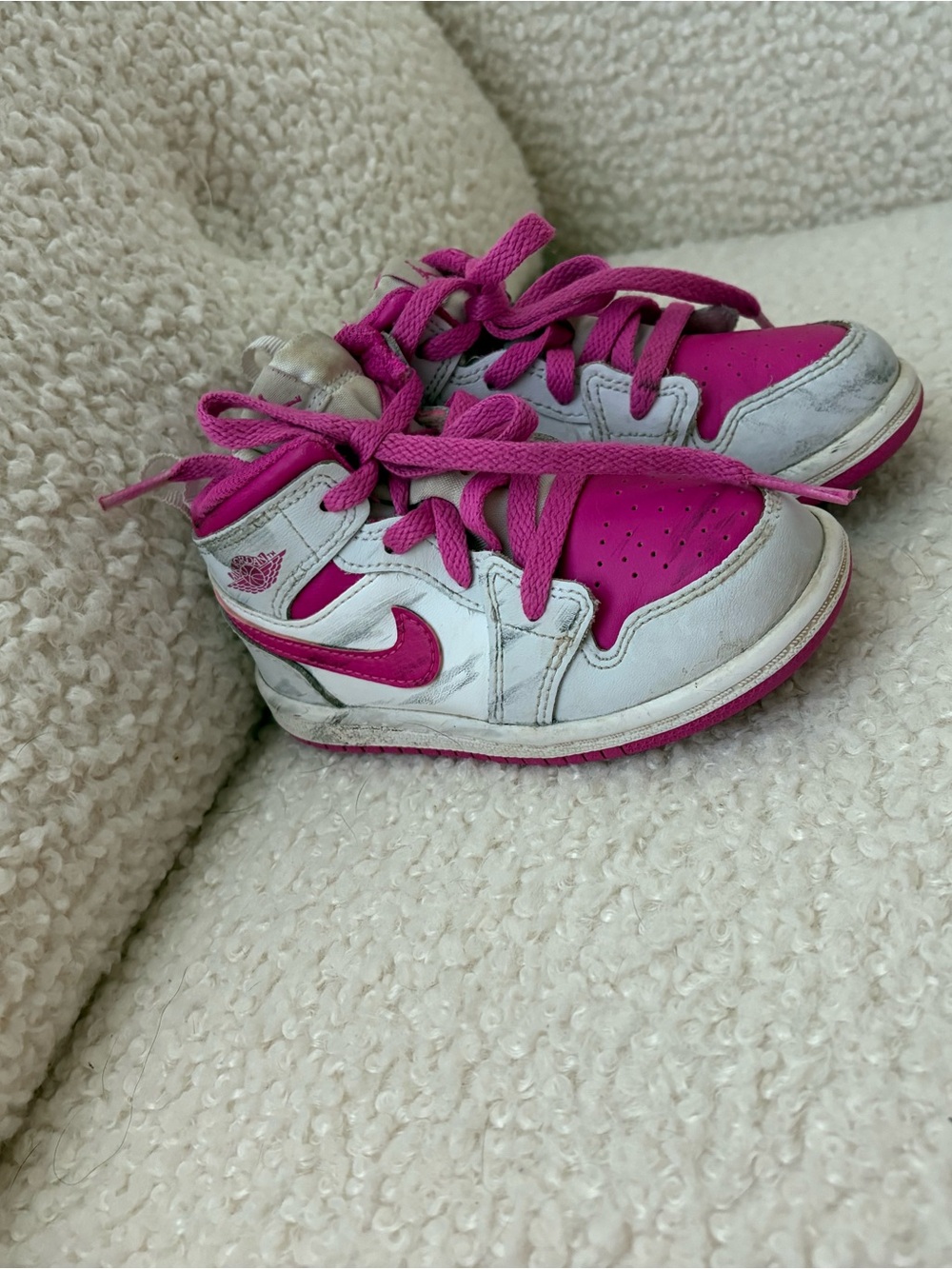 Jordan Kids' Pink and White High-Top Sneakers
